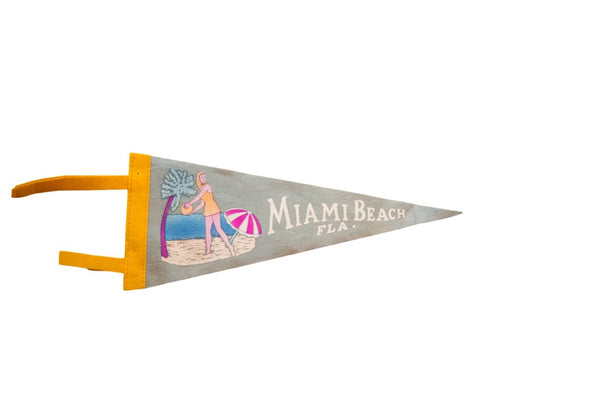 Vintage Miami Beach Florida Felt Flag Pennant