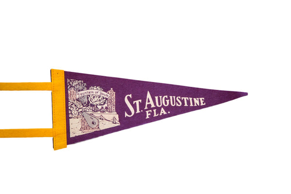 Vintage St. Augustine Florida Fountain Of Youth Felt Flag Pennant