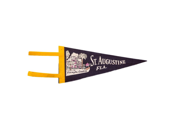 Vintage St. Augustine Florida Zorayda Castle Felt Flag Pennant