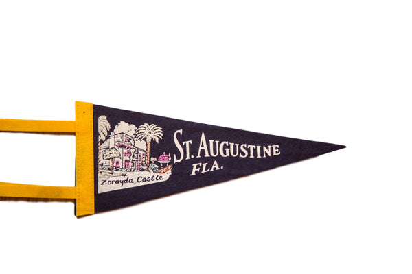 Vintage St. Augustine Florida Zorayda Castle Felt Flag Pennant