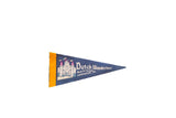 Dutch Wonderland felt pennant, blue, yellow trim, castle graphic and text, 4x9 inches.