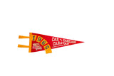 Vintage 1965 Luray Caverns felt pennant with red field, yellow date, and antique car graphic.