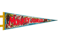Vintage 1970s Monkey Jungle Miami Florida Felt Flag Pennant