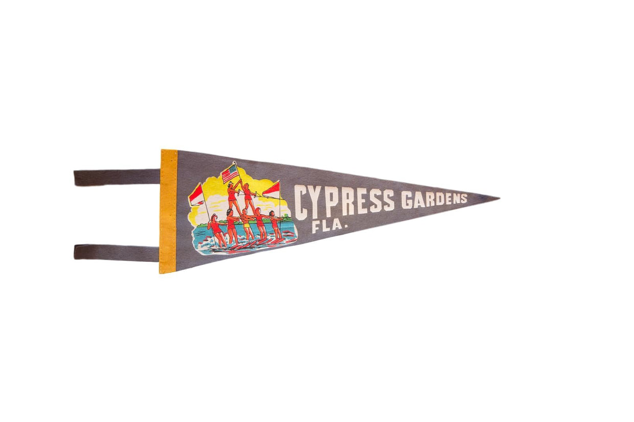 Vintage Cypress Gardens Florida Felt Flag Pennant