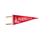 Vintage Henry Ford Museum red felt pennant with white building and antique car.