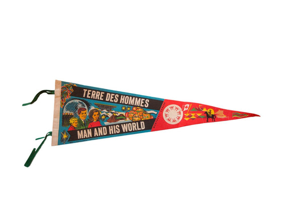 Vintage 1970s Terre Des Hommes Montreal Canada Felt Flag Pennant
