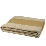 Textured Eco-Friendly mustard and white herringbone stripe throw blanket, 50x60 inches.