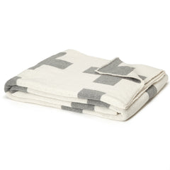 Eco-Friendly Made in USA Blanket Gray and White Reversible Swiss Cross // ONH Item 4190