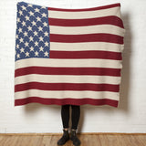 Vintage American Flag Blanket with red, cream, and blue stars and stripes design, 50x60 inches.