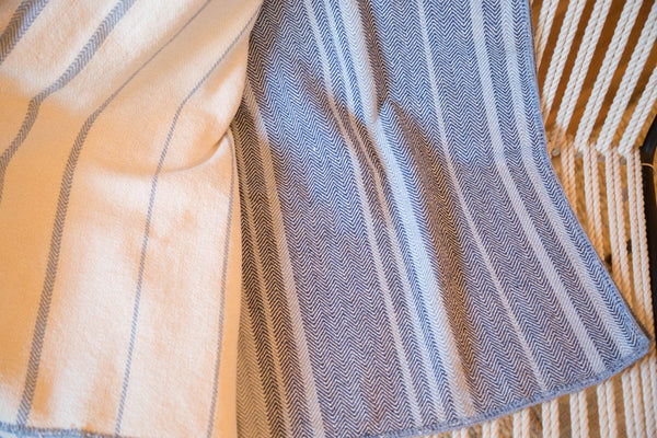 Eco-Friendly Made in USA Blanket Woven Double-Sided Blue