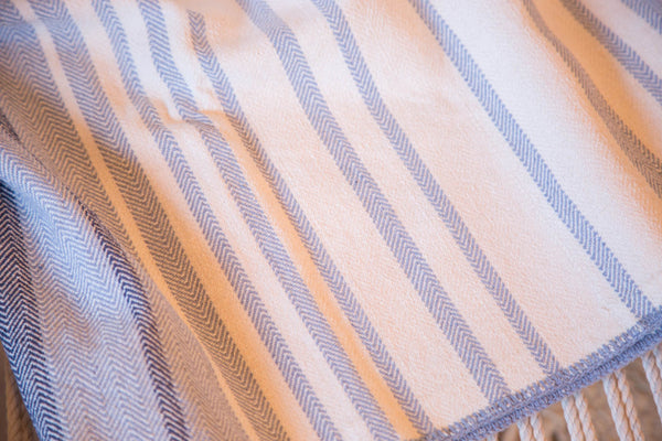 Eco-Friendly Made in USA Blanket Woven Double-Sided Blue