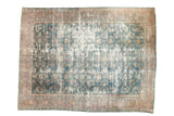 Distressed vintage Persian Mahal carpet with faded blue and red floral pattern, 9'8