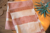 Handwoven Loomination sienna and ivory striped cotton dish towel, 18x26.