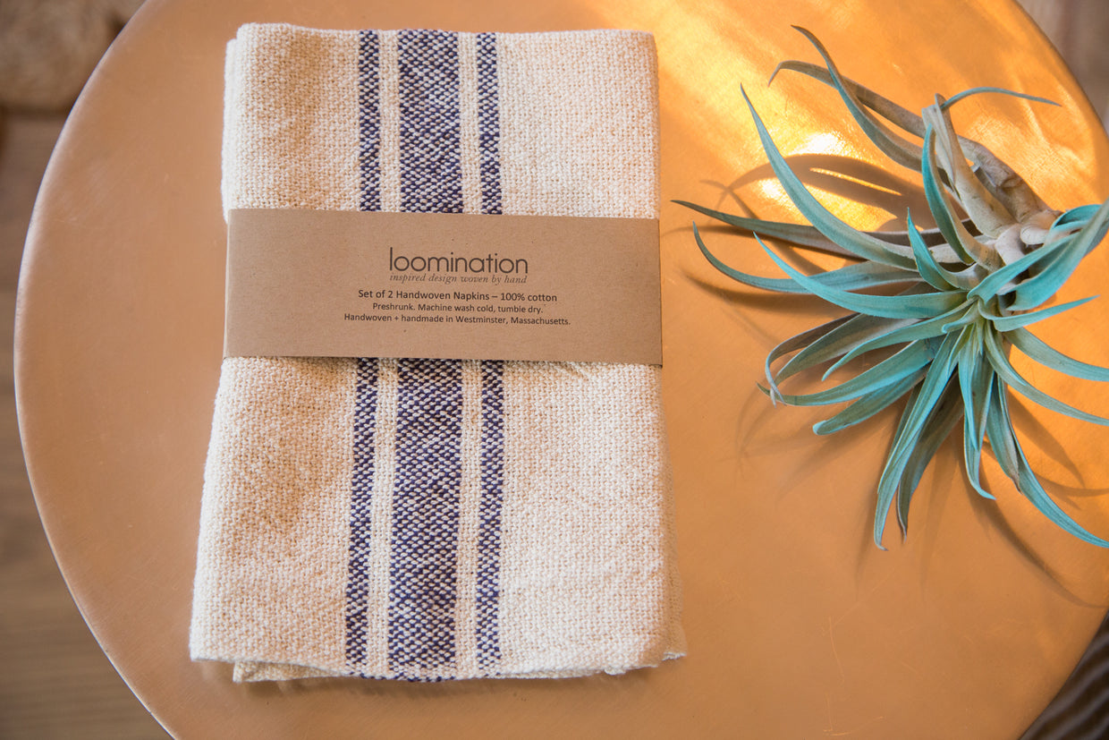Handwoven in USA Loomination Napkin Set Navy // ONH Item 4204