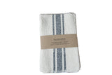 Handwoven cotton napkin set with cream and black ticking stripes.
