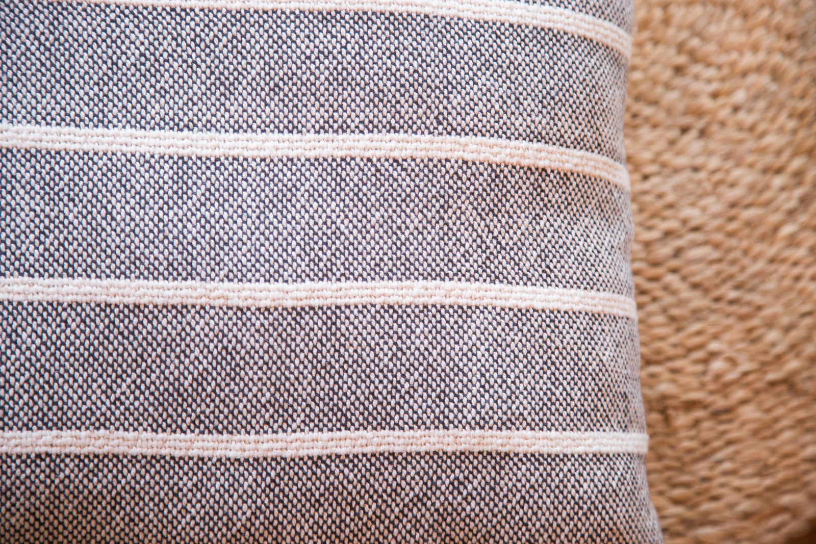 Hand-woven Striped Pillow in Black // ONH Item 4212 Image 1