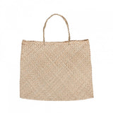 Interwoven seagrass texture and braided handle detail.