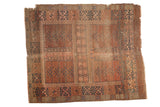 Antique Turkmen rug, primitive panel garden motif in faded blush, blue, and brown, 5' x 5'11