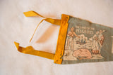 Vintage Plymouth, Mass. felt flag's yellow ties, stitched edge, and 