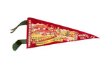 Vintage Magnetic Hill, NB red felt flag with a colorful 1950s roadside graphic.