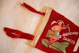 Beige border and red felt ties on a vintage Nova Scotia flag.