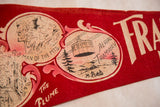Vintage red felt Franconia Notch flag, Old Man of Mts. and Aerial Tramway art.