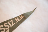 Pointed end of green felt Mt. Agassiz, N.H. pennant with beige lettering.