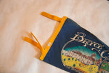 Vintage Bryce Canyon felt pennant corner, yellow trim, ties, and original price tag.