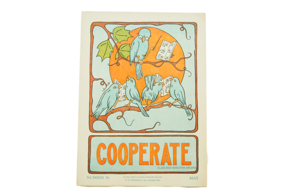 Vintage 1930s Elise Reid Boylston Cooperate Birds School Poster