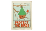 Vintage 1930s school poster by Elise Reid Boylston, red birds, green birdhouse, 12x16 inches.