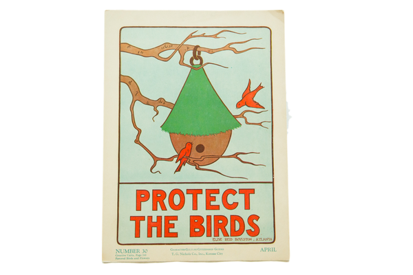 Vintage 1930s Elise Reid Boylston Protect the Birds School Poster // ONH Item 4269