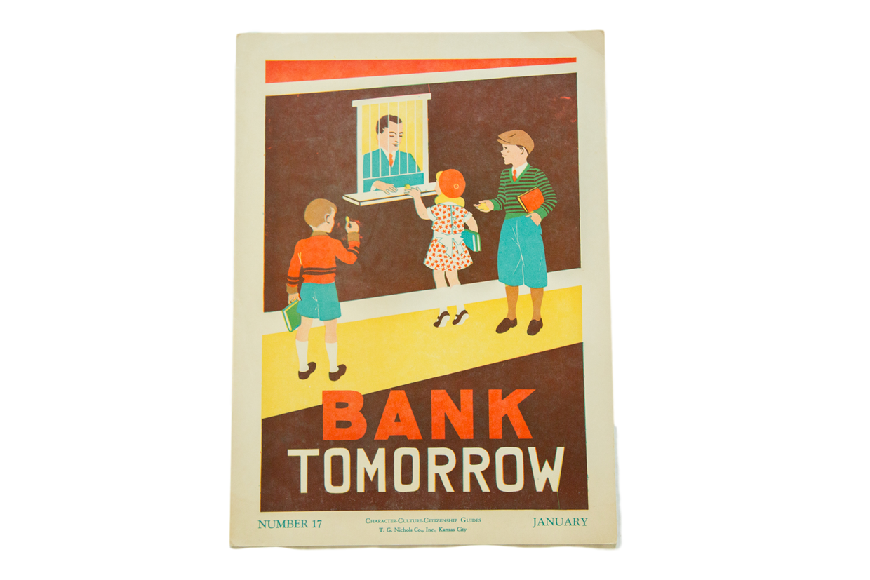 Vintage 1930s Bank Tomorrow School Poster