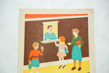 Vintage 1930s Bank Tomorrow school poster depicting children at a teller window.