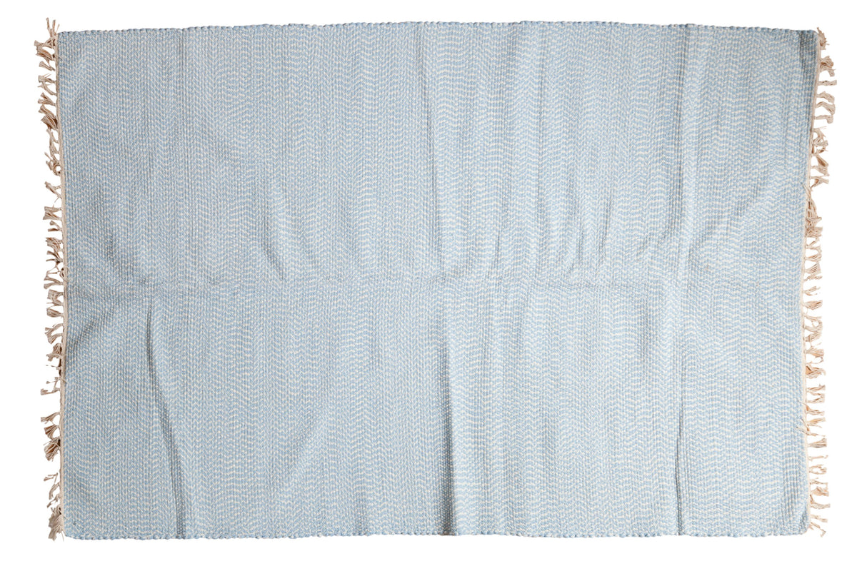 4x6 New Organic Cotton Baby Blue Rag Rug – Item #4284