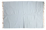 Baby blue and white organic cotton rag rug with subtle chevron design, 4x6.