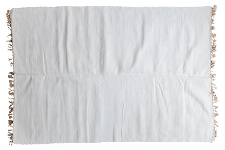 4x6 New Organic Cotton Natural Off-White Rag Rug // ONH Item 4286