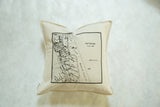 Off-white cotton throw pillow with a printed antique map of Katonah, New York.