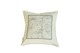 Cream cotton throw pillow featuring a black and white antique map of Katonah, NY.