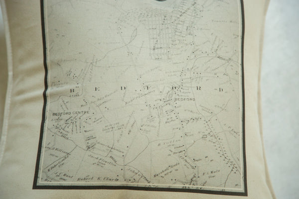 18x18 Bedford NY Map Pillow // ONH Item 4303 Image 3