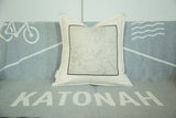 Cream cotton pillow with detailed antique Bedford New York map print.
