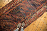 Hand-knotted antique Kurdish Malayer runner, indigo blue field, madder red boteh and intricate borders.