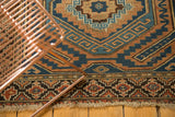 Vintage Caucasian rug lower border with serrated 