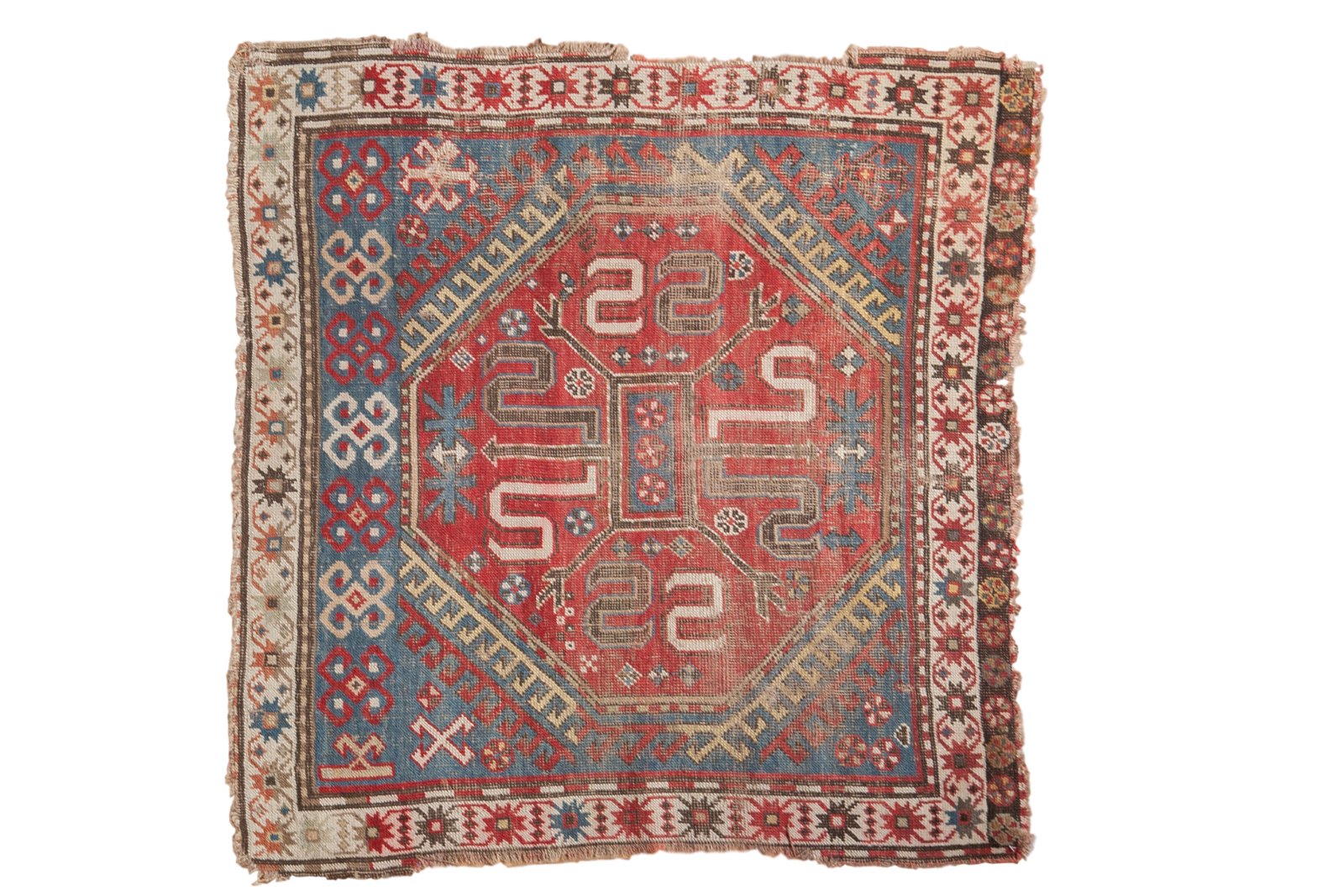 4x4 Vintage Caucasian Square Rug