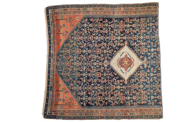 4'11" x 5'1" Antique Fine Meshed Square Rug Fragment / Item 4313 image 1