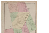 Antique 19th century map of Pound Ridge, New York, with pastel hues and edge wear.