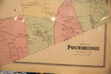 Close-up of antique map's 'Town of Poundridge' title block and intricate decorative border.