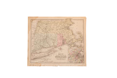Antique Massachusetts, CT and RI map // ONH Item 4319