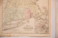 Antique Massachusetts, CT and RI map // ONH Item 4319 Image 4