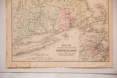 Antique Massachusetts, CT and RI map // ONH Item 4319 Image 1