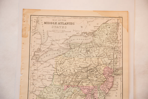 Antique Middle Atlantic States Map // ONH Item 4320 Image 1